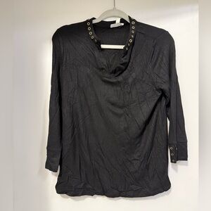 Black Grommet Detail Women's Top